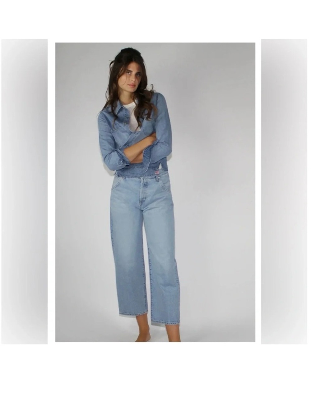 Like New Daily Blue Adriano Goldschmeid Mantra Wide Leg Barrel Jean in Lake Jean